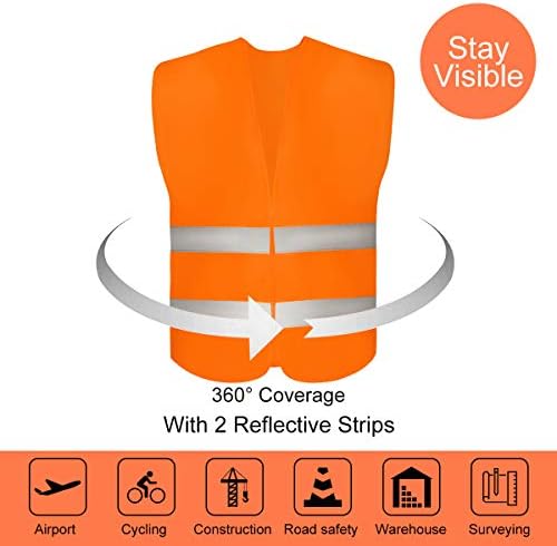 DUSKCOVE 10 Pack High Visibility Safety Vests with 2 Hi Vis Reflective