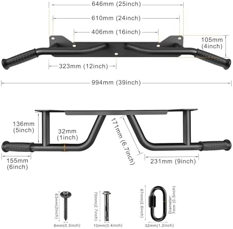 Kipika Heavy Duty Wall Mounted Doorway Pull Up Bar, Multifunctional
