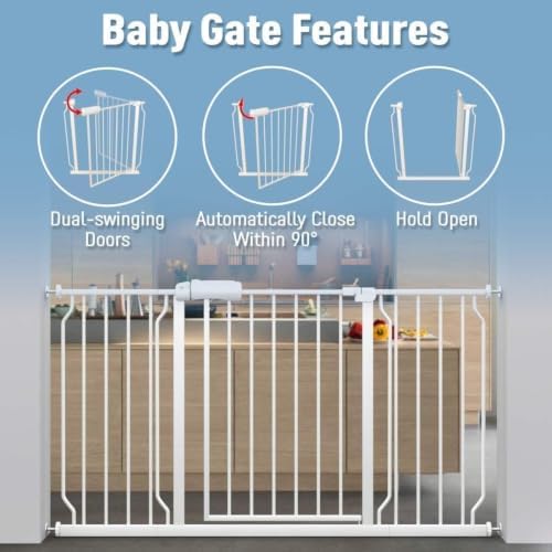 ALLAIBB Extra Wide 52.76-62.2" Pressure Mounted Baby Gate 30" Tall
