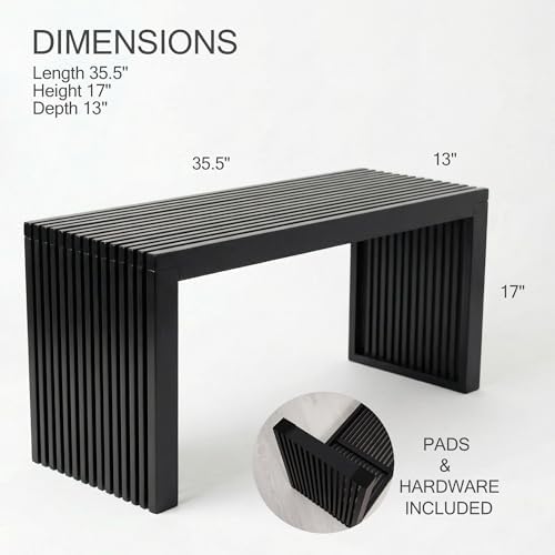 Bamboo Natural 36 inch Wooden Bench, Small Wood Benches for Entryway
