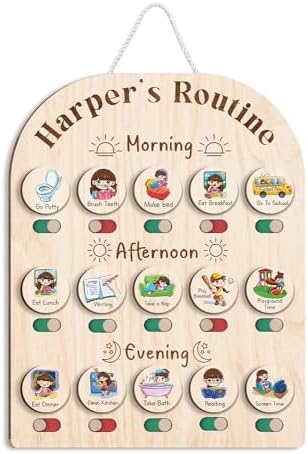 Personalized Wooden Daily Routine Chart, Visual Schedule, Routine