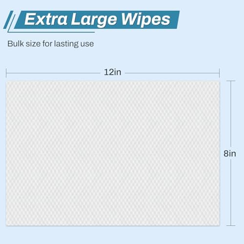 720 Count (12 Packs of 60) Wipes for Adults, 8" x 12" Extra Large Wet