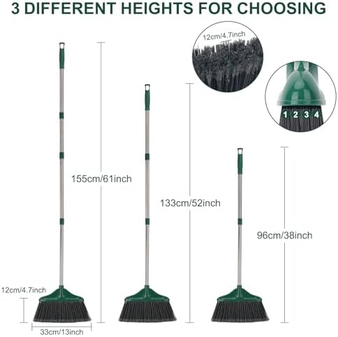 4 PCS Heavy Duty Broom Outdoor/Indoor Commercial Broom with 61" Long