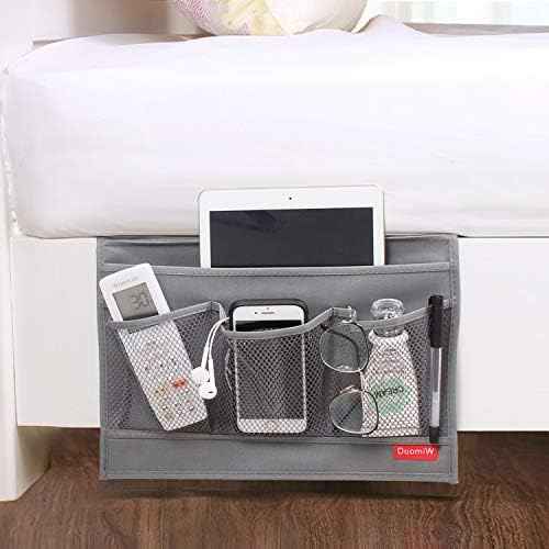 Bedside Caddy, Table Cabinet Storage Organizer, 4 Pockets (Grey)