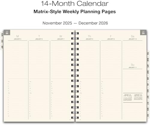 ESSENTIAL 2026 Monthly & Weekly Planner with Tabs, 8.5"x11": 14 Months