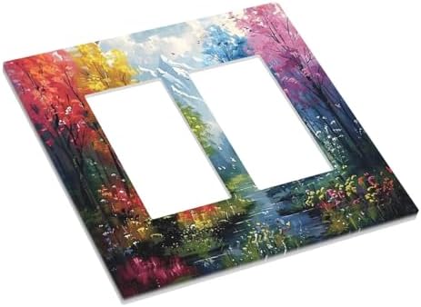 Colorful Forest Snow Mountain River Oil Painting Style Decorative