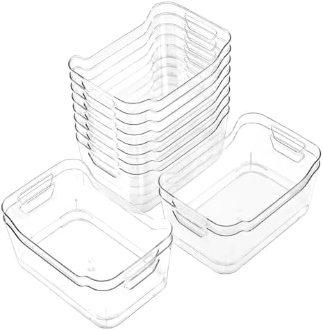 12 Pack Clear Plastic Storage Bins, Pantry Organizers and Storage