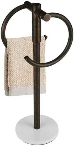 19 inch Oil Rubbed Bronze Double Towel Holder Stand,Hand Towel Bar Bathroom Vanity Countertop Towel Hanger Free Standing,Towel Ring Hardware Accessories Towel Rack