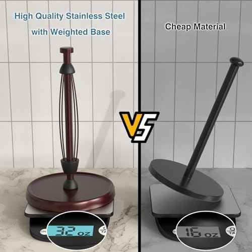 Oil Rubbed Bronze Paper Towel Holder Countertop, Bronze Kitchen Accessories Decor, Stainless Steel, Paper Towel Roll Holder Stand with Ratchet Mechanism for Kitchen Bathroom Farmhouse Essentials