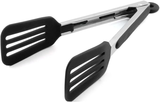 12 Inch Stainless Steel Silicone Serving Tongs by Staruby