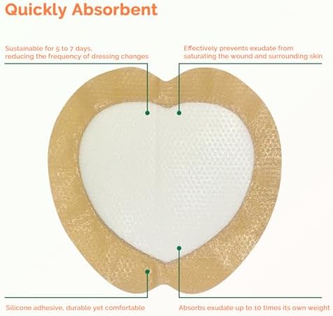 Sacrum Foam Dressing with Border - 10 Packs Silicone Adhesive 7"x7"