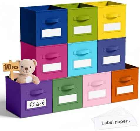 Teenyyou 10 Pack Fabric Storage Cubes 13 Inch Collapsible Cube Bins