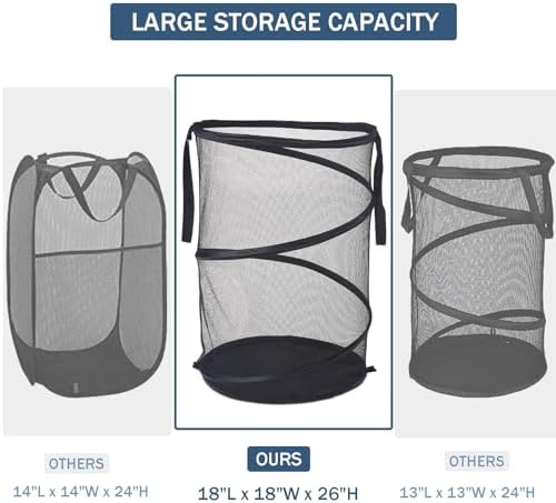 Seiritex Mesh Popup Laundry Hamper 115L Foldable Laundry Basket Extra