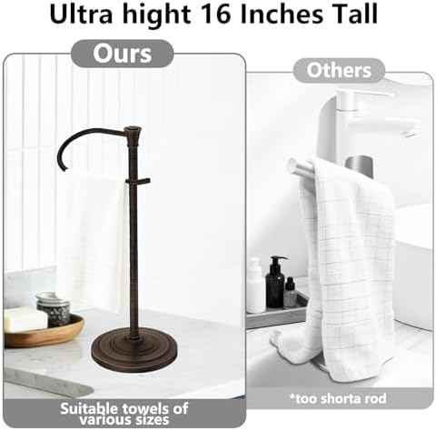 Bath Hand Towel Holder Stand,Stainless Steel 16 Inch Free Standing Towel Rack,Heavy Weight Towel Bar for Bathroom Vanity Countertop &Kitchen,Bronze