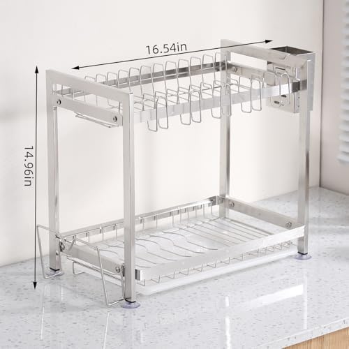 Dish Drying Rack, Double Layered countertop Kitchen Organizer with