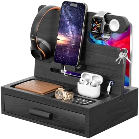 melafa365 Nightstand Organizer for Men,Phone Docking Station with