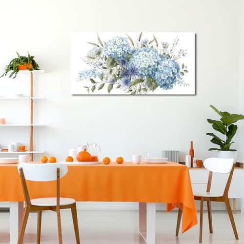 VEAEE Blue Hydrangea Botanical Canvas Prints Painting Abstract Artwork
