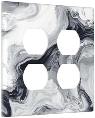 Abstract Marble Ink Texture Grey Marble Print Outlet Covers 2 Gang