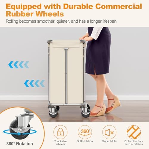 Hodonas Laundry Basket with Wheels, 115L Rolling Laundry Hamper Large