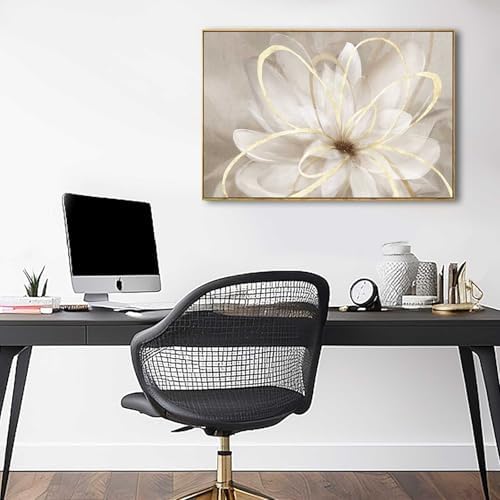 SOUGUAN White Flower Picture Gold Botanical Paintings for Wall