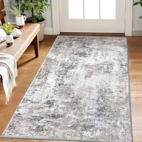 Lansny Modern Abstract Small Area Rug Indoor 3x5 Washable Rug Non-Slip