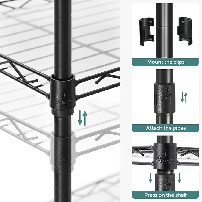 SONGMICS 6-Tier Storage Shelves, Wire Shelving Unit, Kitchen Metal Shelves - Image 5