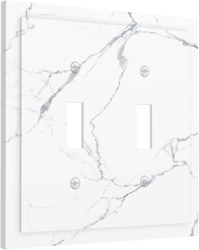 Luxurious White Marble Abstract Print Decorative Switch Plates 2 Gang Double - Image 2
