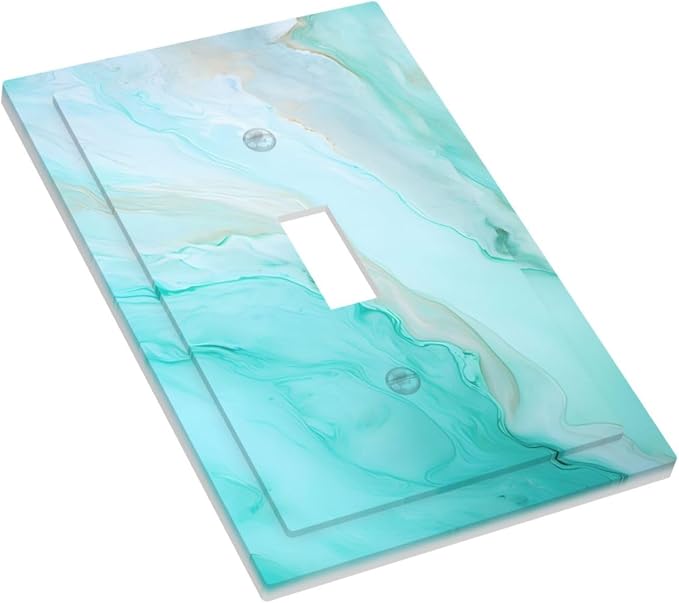 Teal Gold Marbling Turquoise Print Decorative Light Switch Cover 1 Gang Single - Image 3