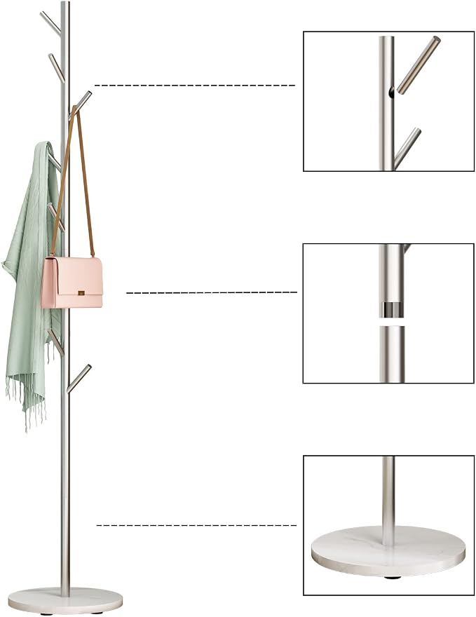 Silver Coat Racks, Metal Coat Rack Freestanding - Image 2
