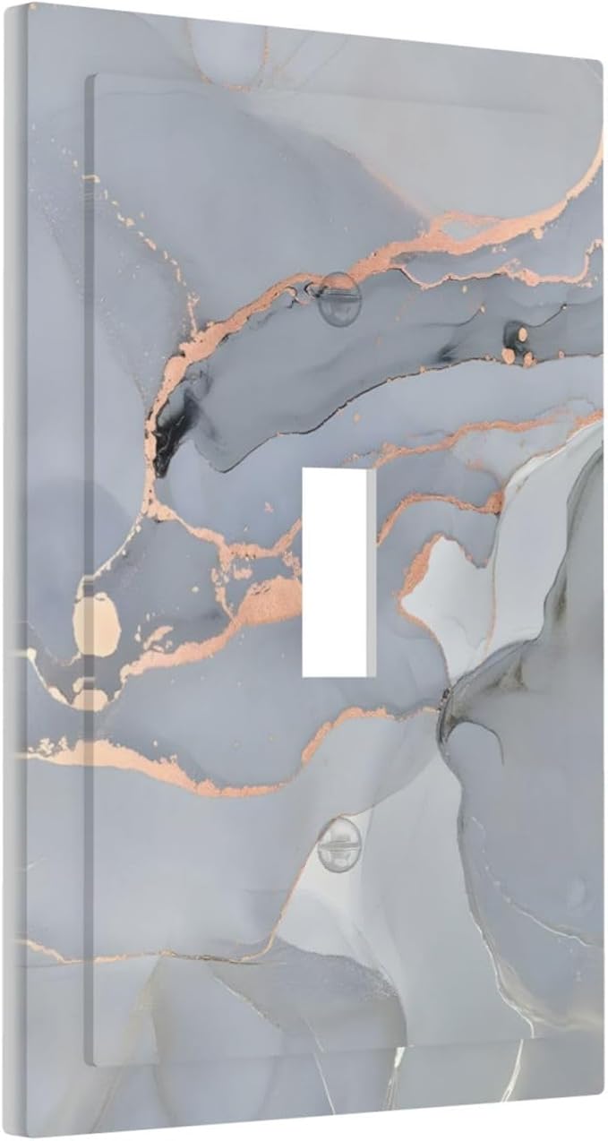 Gray And Gold Marble Abstract Luxury Print Decorative Light Switch Cover 1 Gang - Image 2
