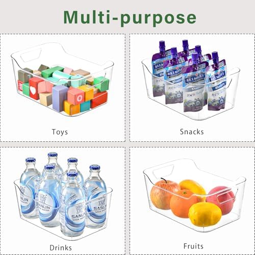 12 Pack Clear Plastic Storage Bins, Pantry Organizers and Storage