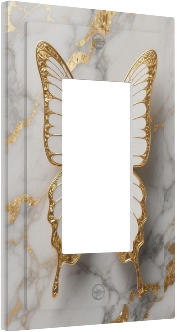 Gold Marble Shine Butterfly Abstract Modern Print Decorative Outlet Covers 1 - Image 2