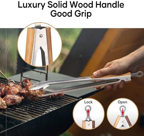 XUDAKAIXIN 24-Inch Very Long Stainless Steel BBQ Tongs with Extended