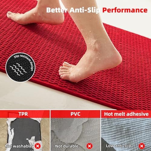TYUU Christmas Bathroom Rugs Non Slip Washable, Super Absorbent Thin