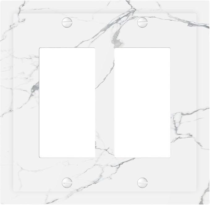 Luxurious White Marble Abstract Print Decorative Outlet Covers 2 Gang Double by Unknown