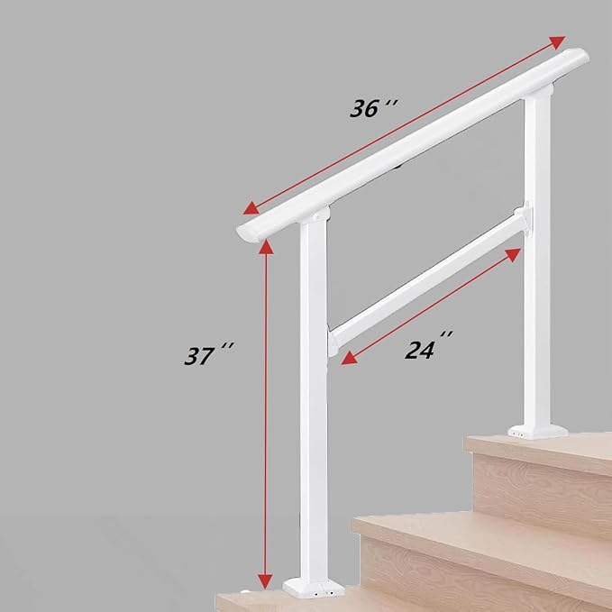 Hand Rails for Outdoor Steps, 3 Step Stair Handrail & Indoor Stair Railing - Image 2