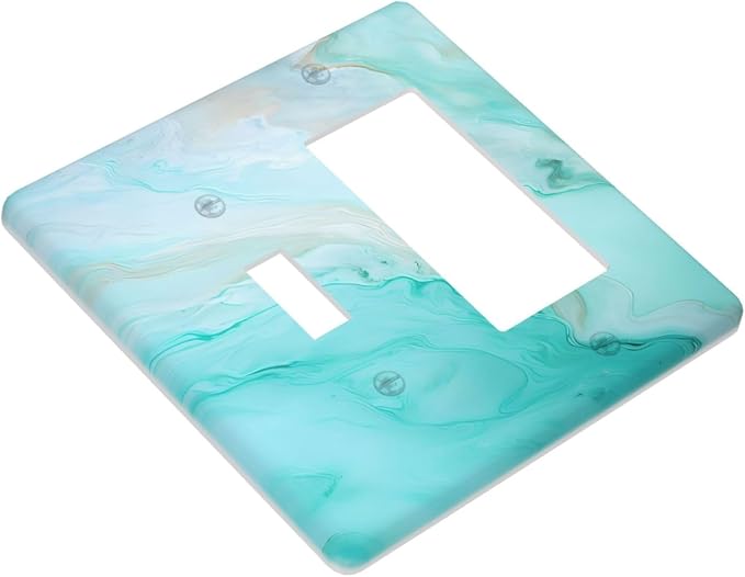 Teal Gold Marbling Turquoise Print Outlet Covers 1 Toggle 1 Rocker Combination - Image 3