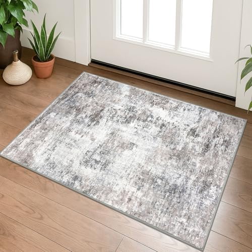 Lansny Small Abstract Area Rug 2x3 Entryway Rug Washable Door Mat