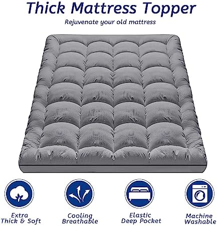 MATBEBY Extra Thick Twin Mattress Topper, 39"x75", Dark Grey