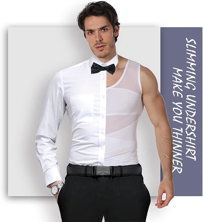 Mens Compression Shirt to Hide Gynecomastia Moobs Slimming Body Shaper Vest - Image 2