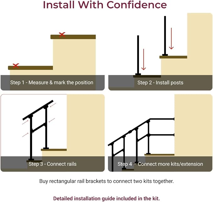 CR Fence & Rail Handrails for Outdoor Steps & Indoor Stair Railing Kit - Image 4