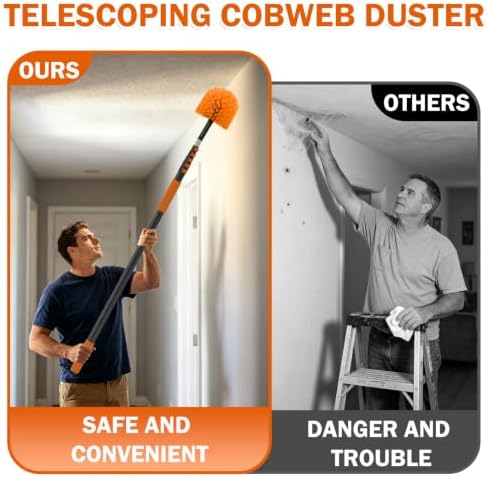 Buyplus 30FT Reach Cobweb Duster, Outdoor Spider Web Cleaner Brush