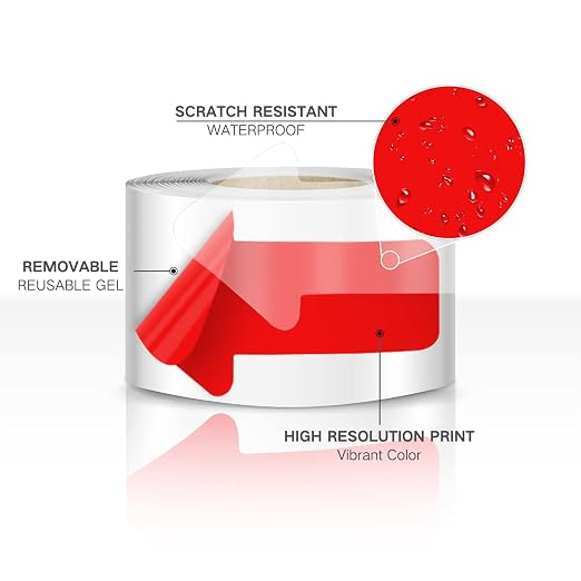 Arrow Floor Sign Tape 2"4" Marking Sticker 200 PCS Decal Tape Red - Image 6