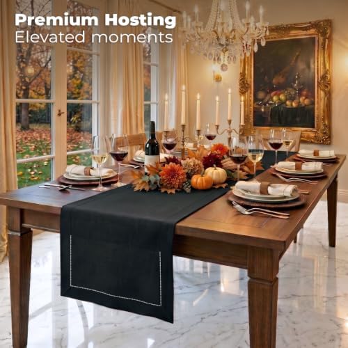 Signature LinenTM by D'Moksha, Black Table Runner 108 Inches Long