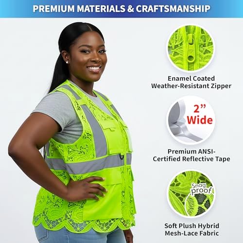 Lace Safety Vest for Women - ANSI Class 2 High Vis Construction