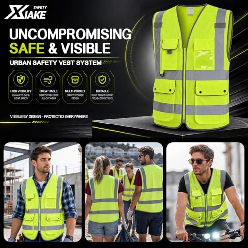 XIAKE Reflective Safety Vest for Men & Women High Visibility Class 2