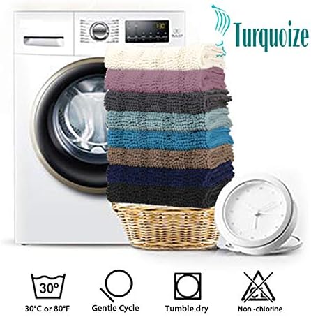 Turquoize Bathroom Rugs Shaggy Chenille Bath Rug Non Slip Thick Shaggy Bath Mats - Image 7
