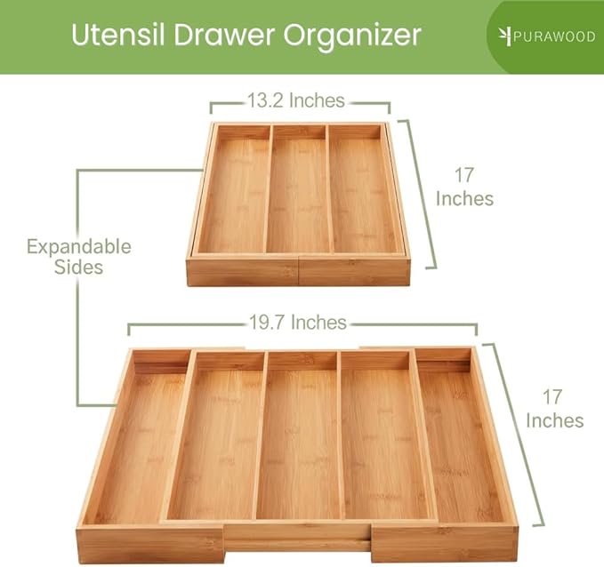 Bamboo Drawer Organizer, 2 Pack - Image 3