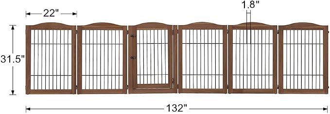 unipaws Pet Playpen with Wood and Wire, 6 Panels Extra Wide Freestanding Walk - Image 4