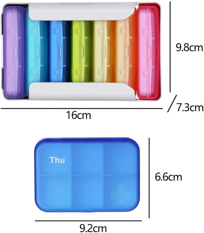 7 Piece Set Pill Organizer 6 Times a Day, Weekly Pill Case, Pill Organizer - Image 3